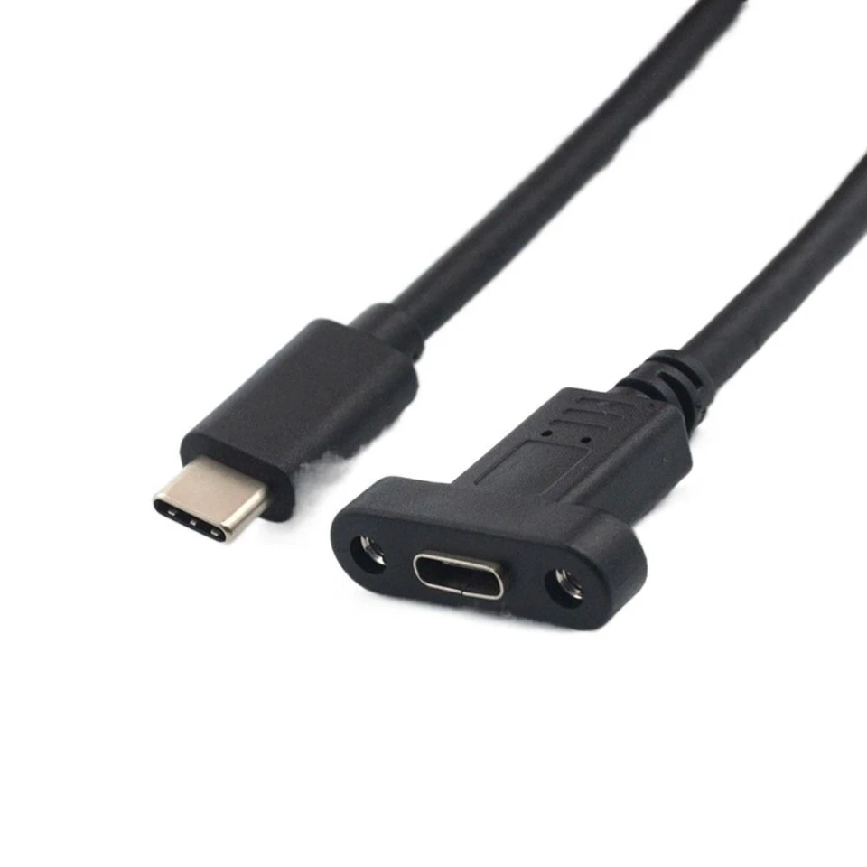 1M 0.5M Panel Mount Type-C USB-C Male To Female Extension Cable With Screw Hole - Image 4 of 4