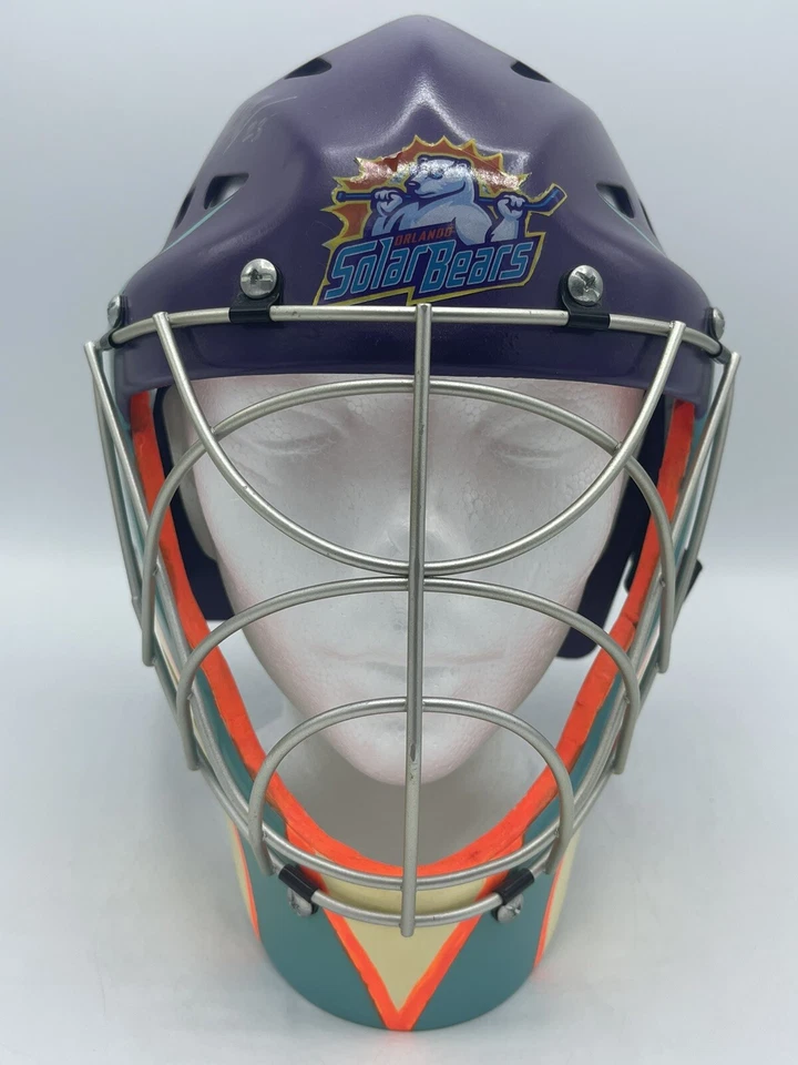 Orlando Solar Bears Goalie Mask Replica With Custom Hand Painted Design , Signed - Image 3 of 4