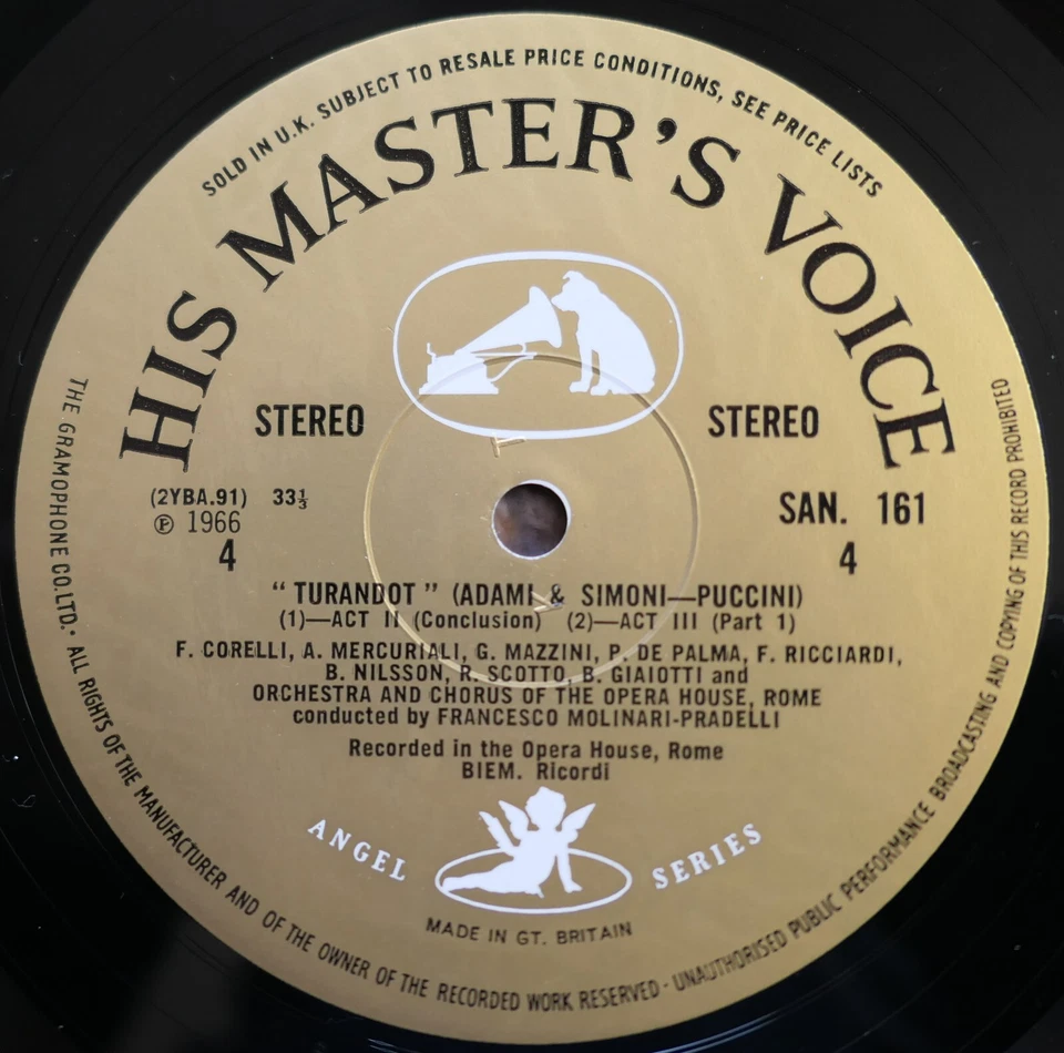 SAN 159-61 ED1 Puccini Turandot Nilsson Corelli Scotto HMV 1st White Angel NM - Image 3 of 4