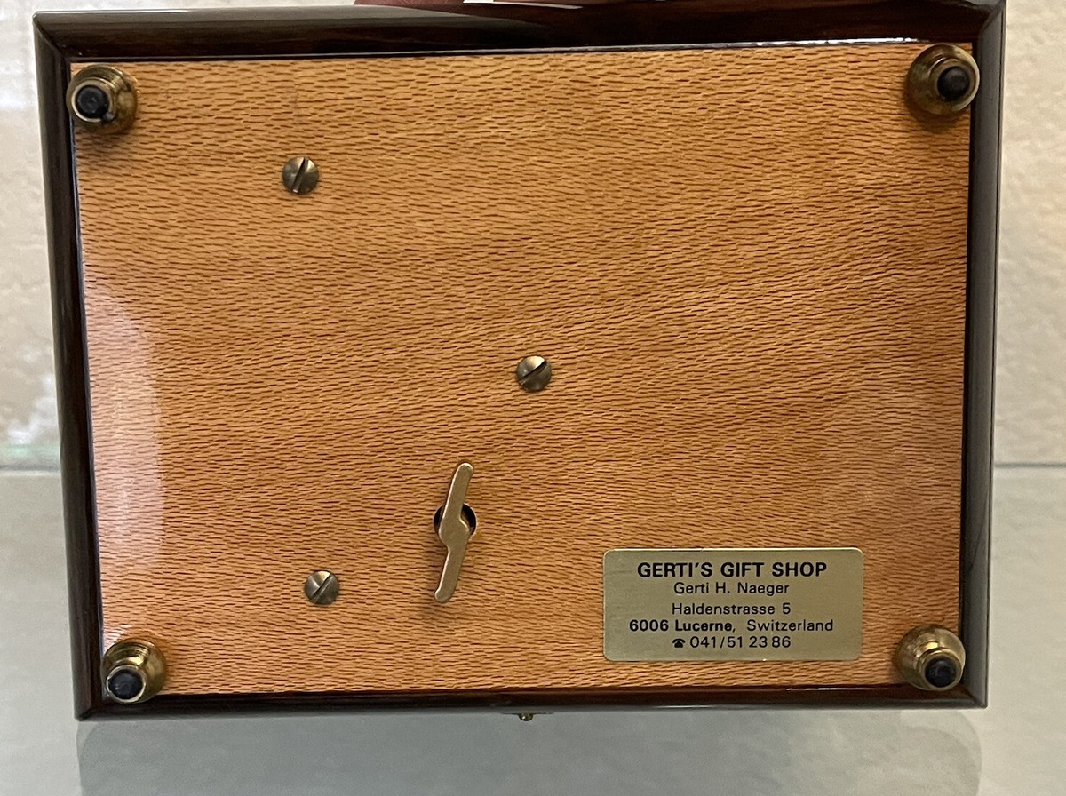 Gueissaz Jaccard Wood Inlay Music Box Switzerland Edelweiss