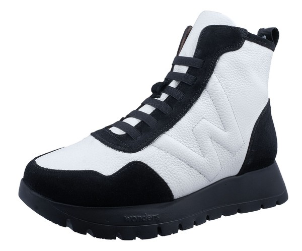 Wonders England Botines Mujer: Plataformas de Piel en Blanco - Modelo A-2451