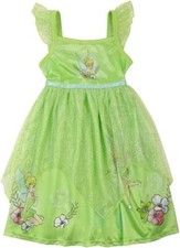 Disney Tinkerbell Girl's Green Shimmery Tulle Fantasy Nightgown, Gown