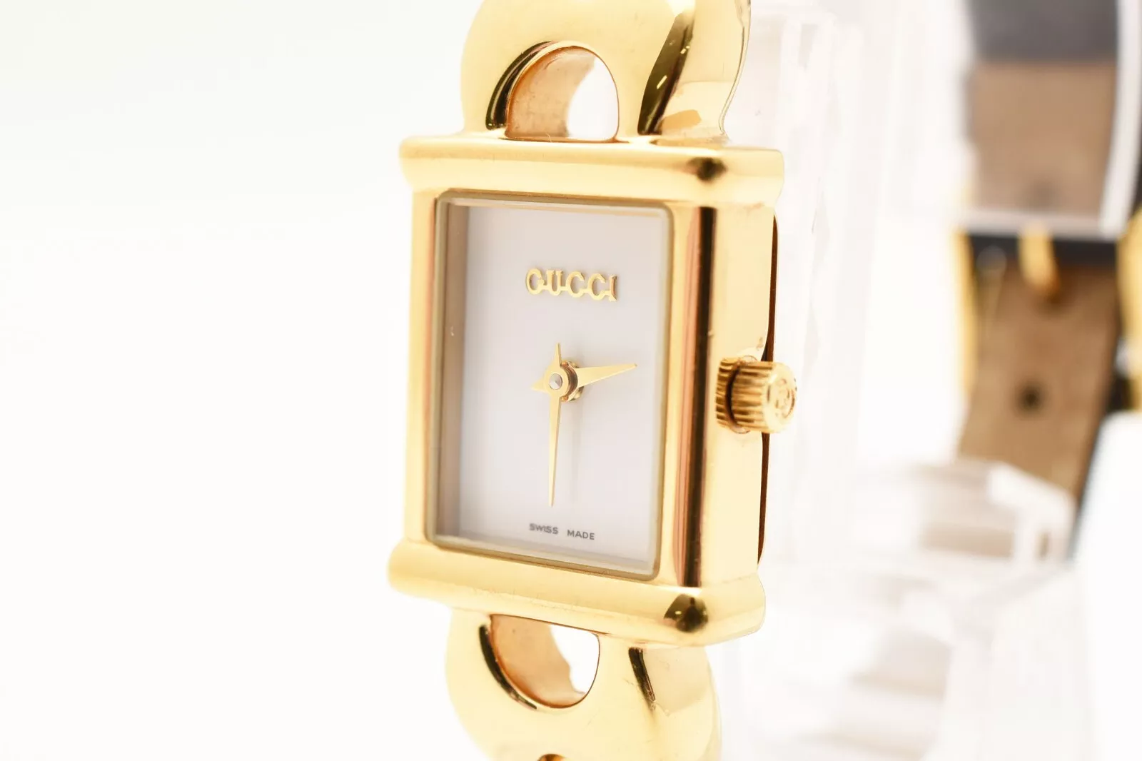 [EXCELLENT+5] Montre Gucci 1800L Or Blanc Cadran Changement Ceinture Femme Qz du JAPON