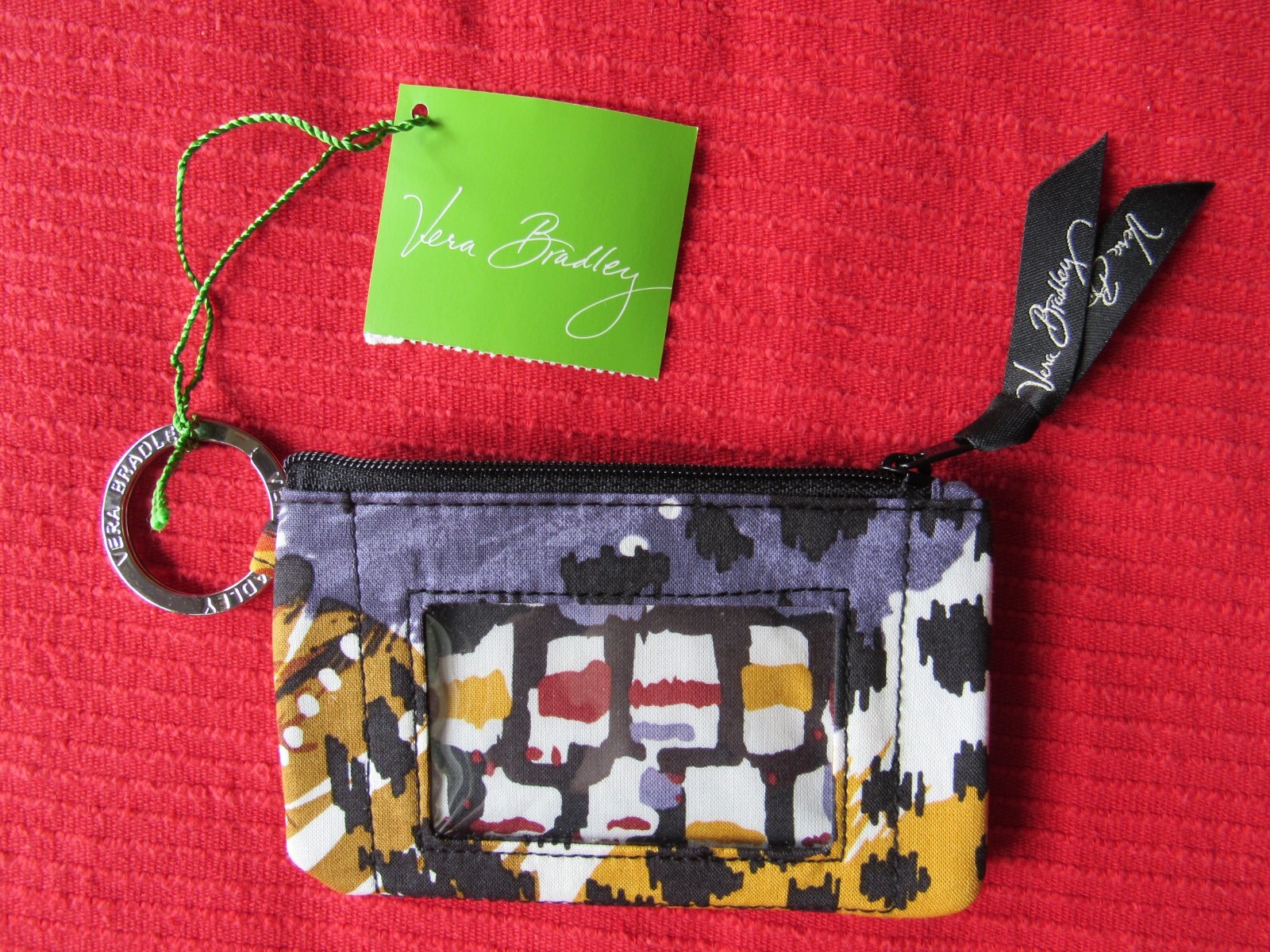 Футляр для удостоверения личности Vera Bradley на молнии портмоне для монет с кольцом для ключей из расписных перьев НОВИНКА 3390₽