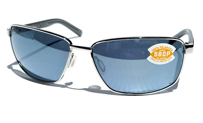 COSTA Del Mar PONCE Shiny Silver POLARIZED Silver Mirror 580P