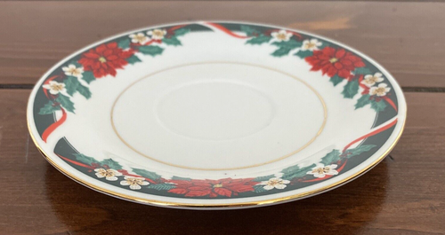 Tienshan 6" Round Christmas Saucer Plate Deck The Halls Verge - Picture 5 of 11