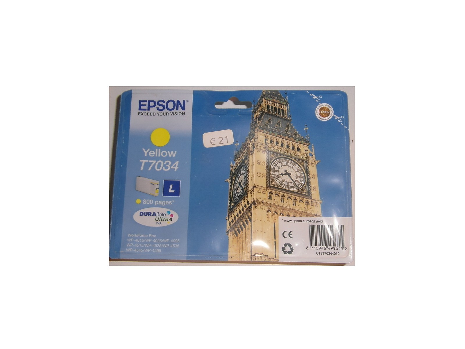 Epson C13T70344010 T7034 Cartuccia Giallo Nuova ma Scaduta