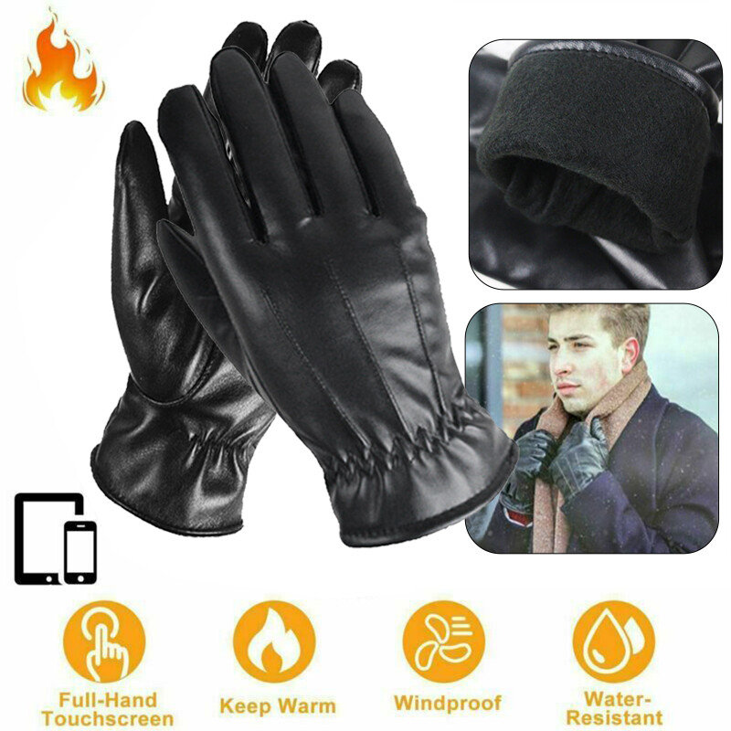 Men Winter Warm Windproof Waterproof Fleece Lined Thermal Touch Screen