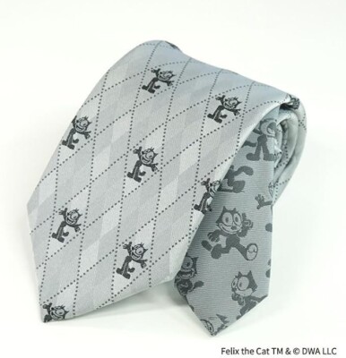 [Felix] The Cat, Necktie, UND49167, Silver, The Cat Party, Polyester, 142cm