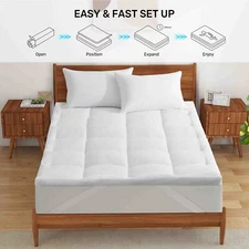 Peace Nest Plush Ultra Loft Comfort Mattress Topper, King or Queen 3" Thick