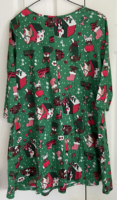 AMY BYER Girl Green Christmas Holiday Dogs Jersey Knit Dress Size XL (16)  CUTE | eBay