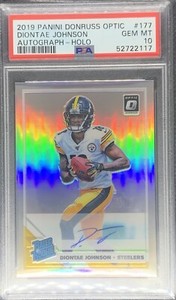 2019 Donruss Optic Diontae Johnson Rated Rookie Holo Auto #/99 PSA 10 Panthers
