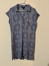 Rock and Republic Shirt Dress Tunic Women Size Medium Chambray Pattern