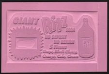 Vintage printers plate RITZ SODA with bottle pictured unused new old stock nrmt