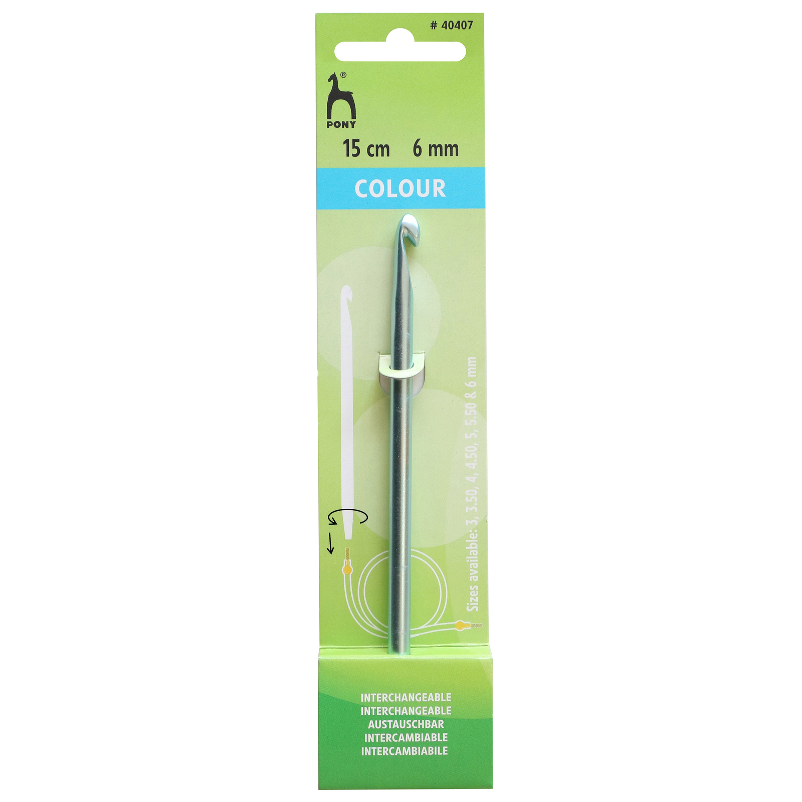 Crochet Hook: Interchangeable: Mid Blue: 15cm x 6.00mm - Image 2