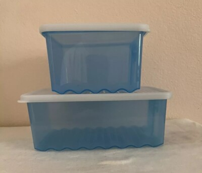 Tupperware FridgeSmart Fruit Vegggie, Fridge Container Blue 3991A-2, 3993A-4