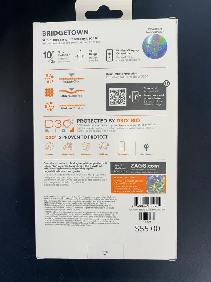 New ZAGG Gear4 Bridgetown Case For Motorola razr+ (plus) 2023 - Black - Image 2 of 2