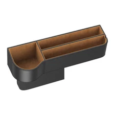 Car Storage Box Organizer Cradle Holder 2Layer Cup Holder PU Leather Accessories