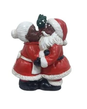Hang All The Mistletoe Black Santa and Mrs. Claus Kissing Christmas Ornament