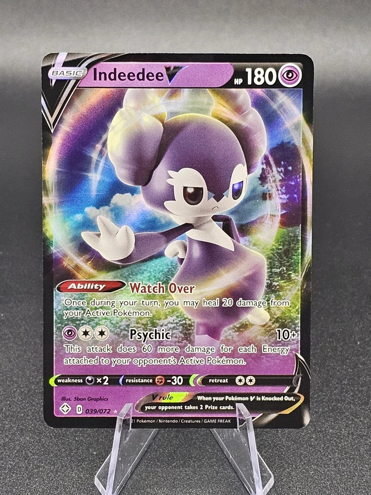 2021 Pokémon Shining Fates Indeedee V 39/72 Shiny Rare Holo Pokémon TCG NM