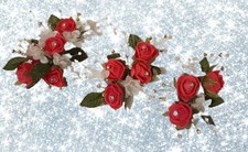 Set 3 Tortenaufleger 3,4,5 cm rot Schaum Rosen Diamanten Babys Atem Handarbeit