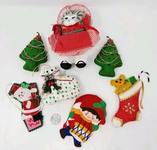Vintage LOT Felt Sequin Christmas Ornaments incl. KURT S ADLER Santa 