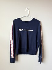 Champion Navy Logo Women  s Sweatshirt Size Small  