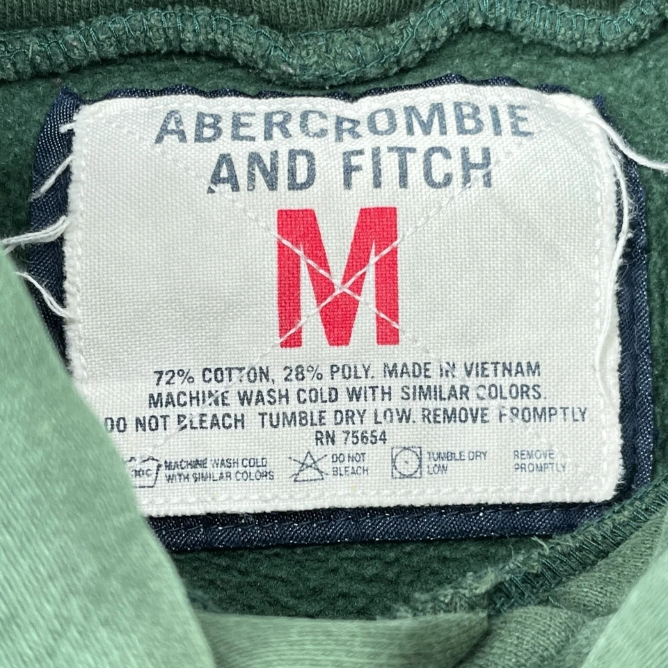 复古 Abercrombie & Fitch 三叶草连帽衫 绿色 金色 中号 Y2K 爱尔兰图形 — 第 3/4 张图片