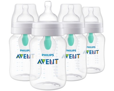 Philips Avent Anti-Colic Baby Bottle with AirFree Vent, 9oz, with Flow 2