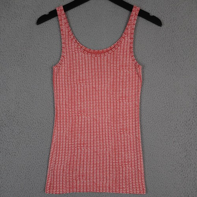#ad Ann Taylor LOFT Tank Top Womens Small Coral White Geometric Live Love Sleeveless $11.95
