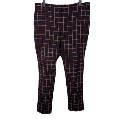 Theory Women s 12 Crop Cuff in Purple York Plaid Stretch Wool Tapered Purple