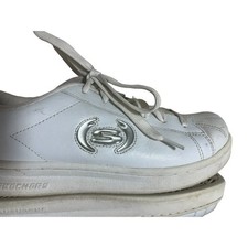 Vtg Skechers White Sneakers 10 Leather Silver Logo Y2k 1990s Shoes WSL Lace up