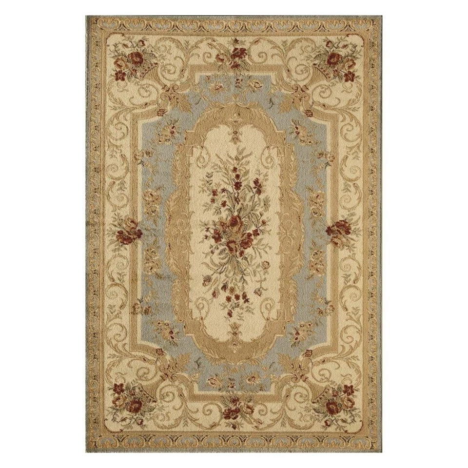 Alfombra Sorrento 5x7, 5 pies 3 pulgadas por 7 pies 10 pulgadas, Aubusson azul claro Foto 2 de 2