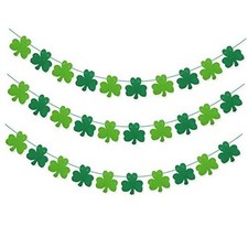 JOZON 3 Pack Felt Shamrock Banner St. Patrick's Day Banner Decorations Lucky