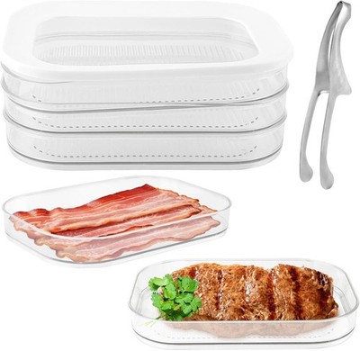 Deli Meat Container Fridge Stackable Bacon Cheese Container,3-Layer Cold Cuts