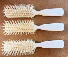 Vintage MOHAWK #98 HAIR BRUSH-lucite pearl white, krimpt nylon clean-LOT OF 3!!