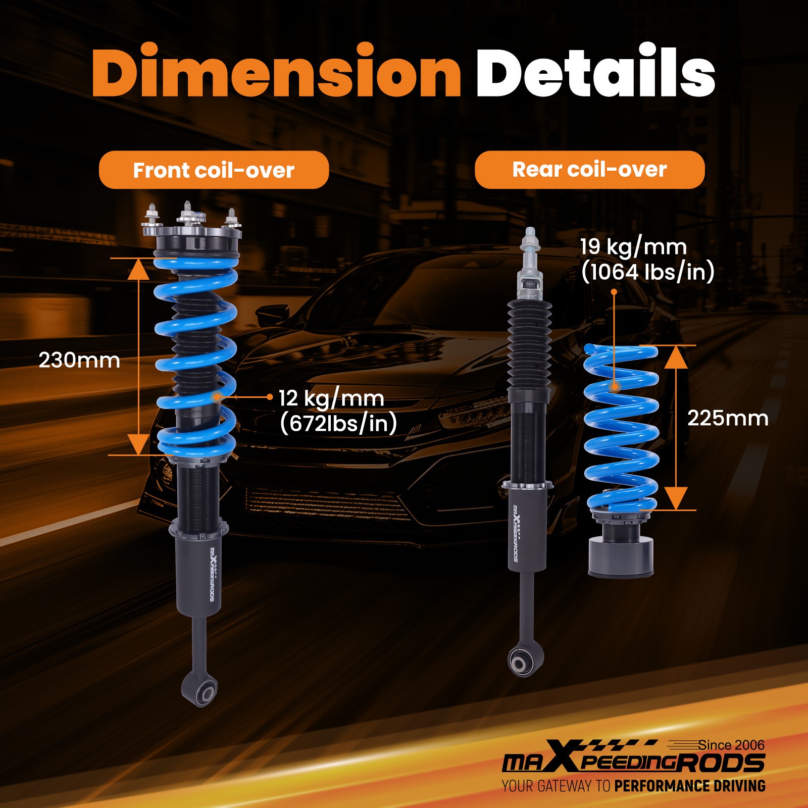 24 Step Coilovers Suspension Lowering Coils for Maserati Ghibli 2014-2024 RWD