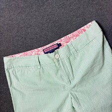 Vineyard Vines Womens Green White Striped Bermuda Shorts Size 4 Preppy Coastal