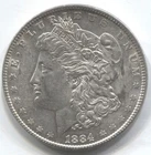 1884 - MORGAN SILVER DOLLAR - 90% SILVER - AU -LOT # 170
