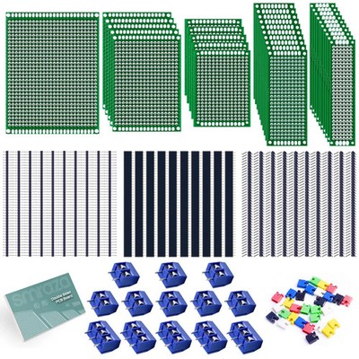 Smraza 104Pcs Double Sided PCB Board Kit, Prototype Boards for DIY Soldering and
