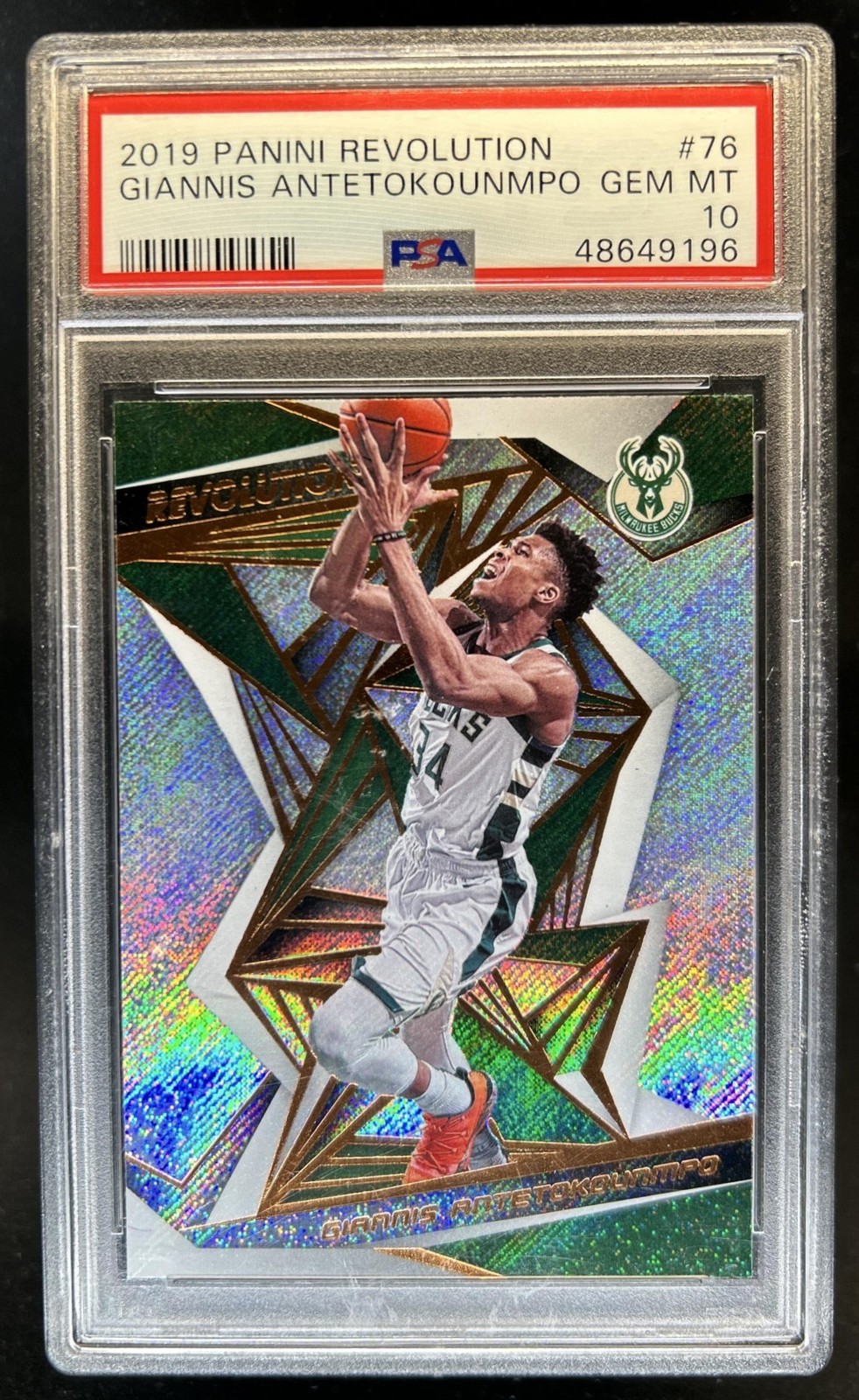 2019-20 Panini Revolution Giannis Antetokounmpo #76 Bucks PSA 10 GEM MINT view 1