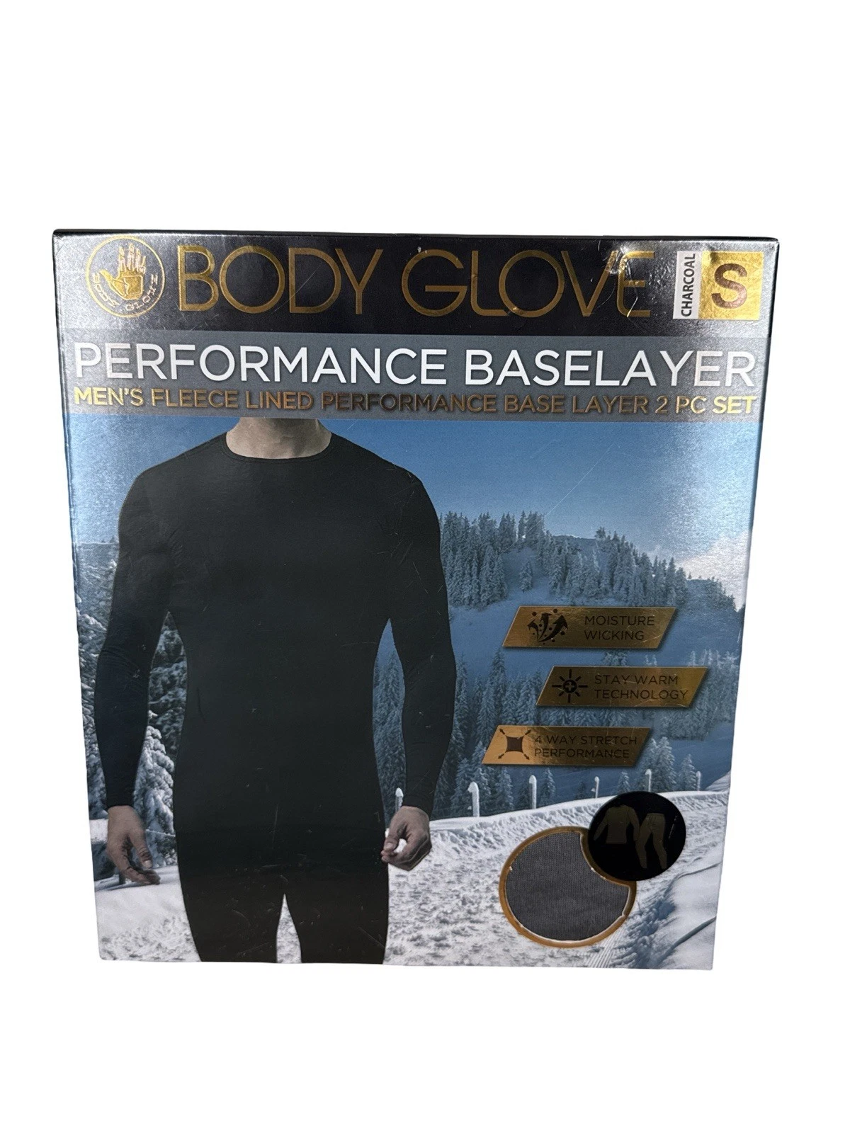 Body Glove Performance Baselayer Thermal Fleece 2 Piece Set Charcoal Men’s Small
