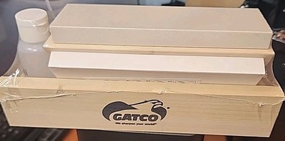 Gatco Arkansas Tri Hone Wooden Base Knife Sharpening Stone Kit 8T001