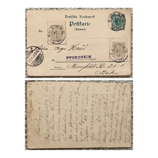 1897 Germany/Denmark Mixed 2X Stationary Cutout Skagen Denmark to Pforzheim Germ