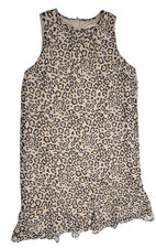 LOFT Leopard Animal Print Dress Sleeveless Ruffled Hem Sheath Mob Wife Career M