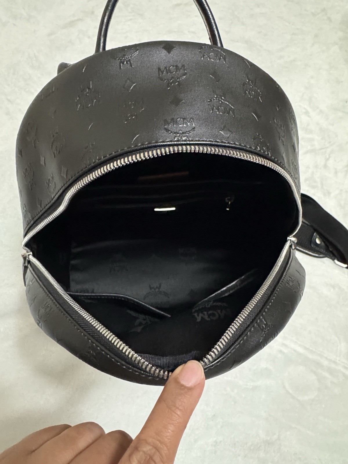 MCM Black Logo Geometric Pattern Backpack Removab… - image 6