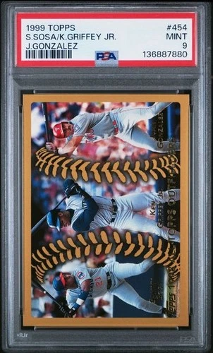 1999 Topps #454 KEN GRIFFEY JR. / SAMMY SOSA / JUAN GONZALEZ - PSA 9 Mint