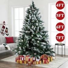4 5 6 7FT Artificial Christmas Tree Holiday Home Xmas Decoration with Pine Cone