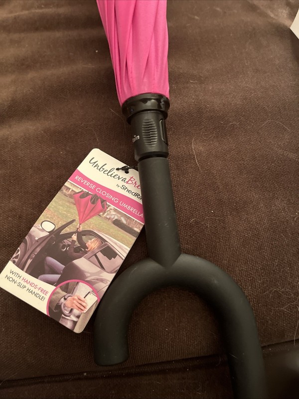 ShedRain UnbelievaBrella Reverse Opening Stick Umbrella, Hot Pink, NWT!