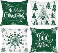 KissenbezüGe Zu Weihnachten Set 4-Teilig 45X45 Cm Dekorativ GrüN